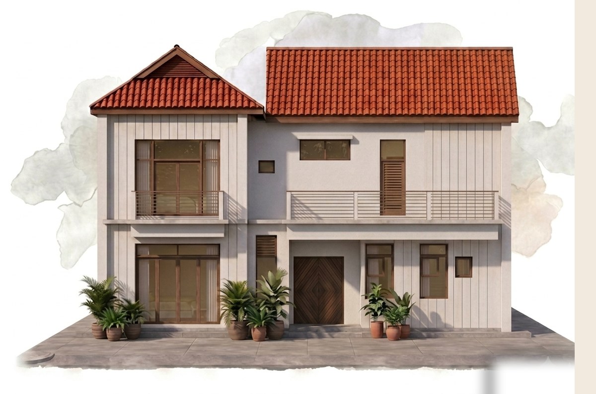 Bungalow watercolour study, front facade
