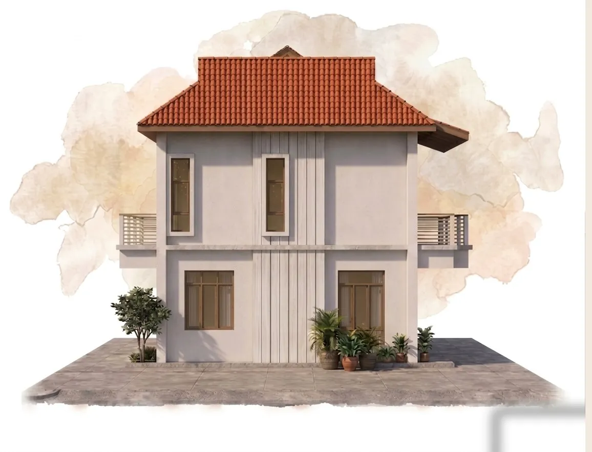 Bungalow watercolour, left perspective