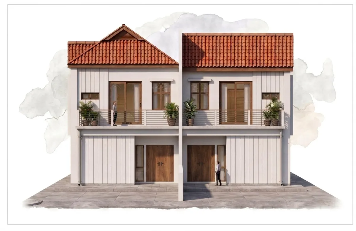 Semi-Detached watercolour, front pair, artist's impression